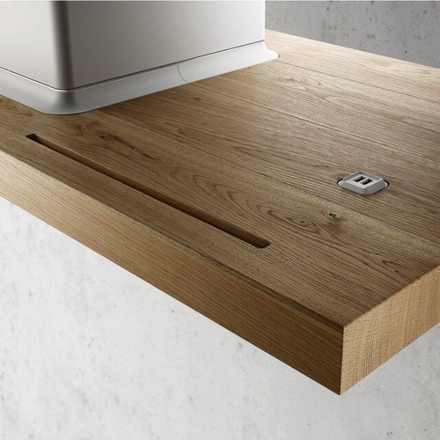 Elica BIO White And Oak Wood Bio Chimney Hood With 3 Speed Controls + 2 Booster Controls And Led Lig