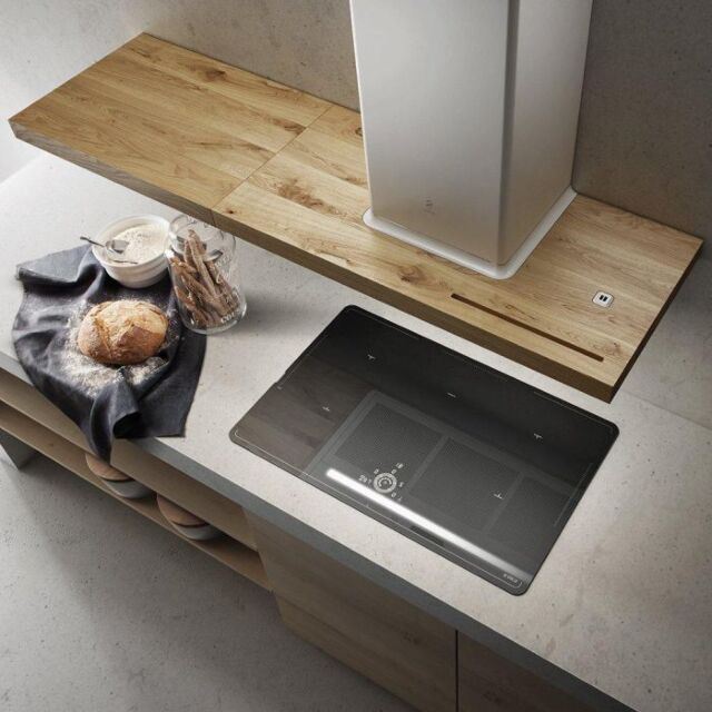 Elica BIO White And Oak Wood Bio Chimney Hood With 3 Speed Controls + 2 Booster Controls And Led Lig