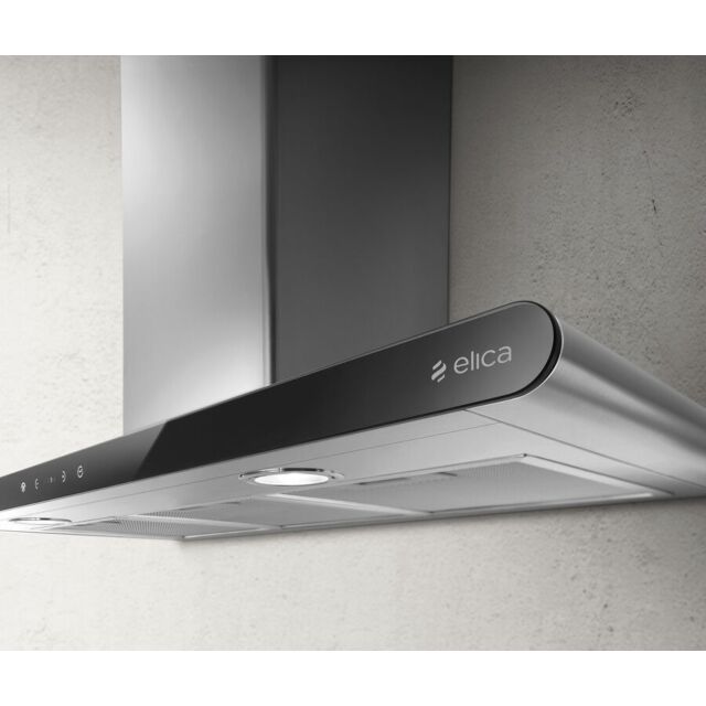 Elica GALAXY-LED-BLK 80Cm Galaxy Led Stainless Steel/Black Glass Chimney Cooker Hood