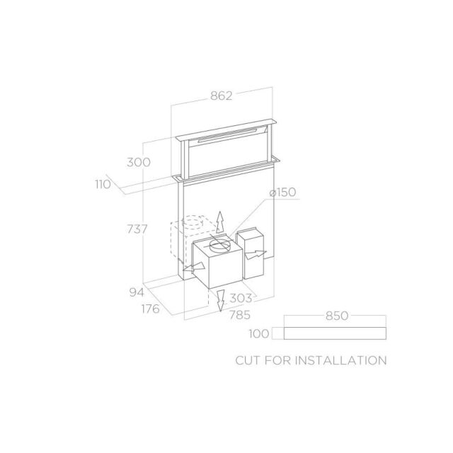 Elica GETUP-CS Customisable Get Up Downward Draft Cooker Hood 
