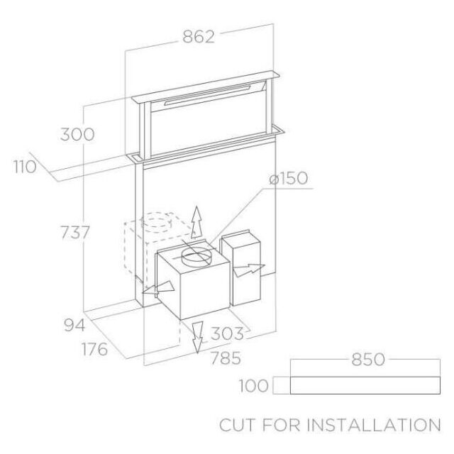 Elica GETUP-IRON Cast Iron Get Up Downward Draft Cooker Hood 