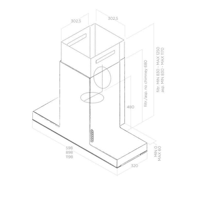 Elica HAIKU-60-SS 60Cm Wide Stainless Steel Wall Mounted Cooker Hood 