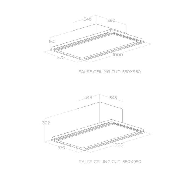 Elica HILIGHT-X-16-WH 16Cm High Hilight Integrated White Laquer Duct-Out/Re-Circulating Ceiling Hood