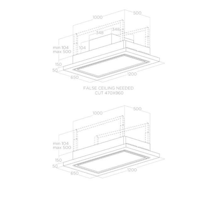 Elica LULL-AT-WW-RC 120Cm Lullaby-Nat-Do White Wood Wide Ceiling Hood Re-Circulating Version