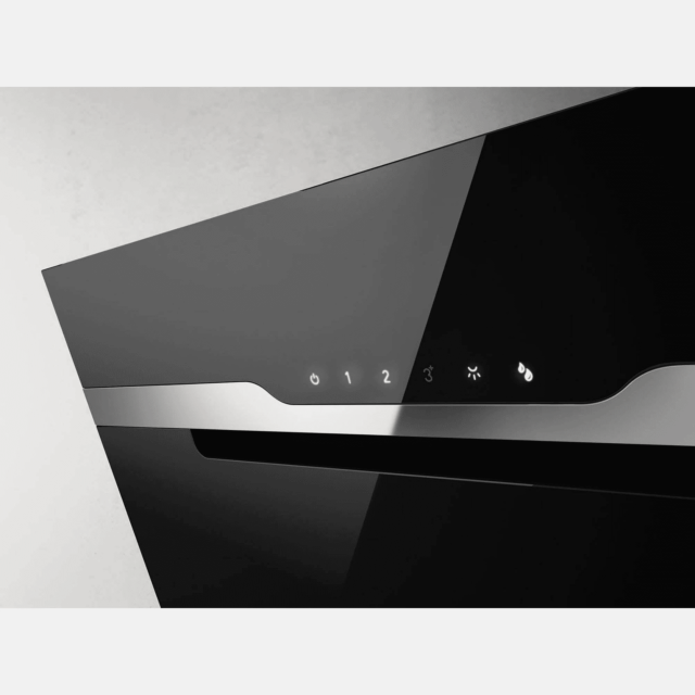 Elica MAJ-ND-BLK-90 90Cm No Drip Black Glass Majestic Wall Mounted Hood With Touch Controls And Led 
