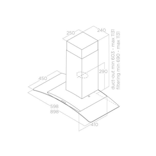 Elica REEF-A-90 90Cm Stainless Steel Reef-A-90 Chimney Cooker Hood For Ducted Ventilation