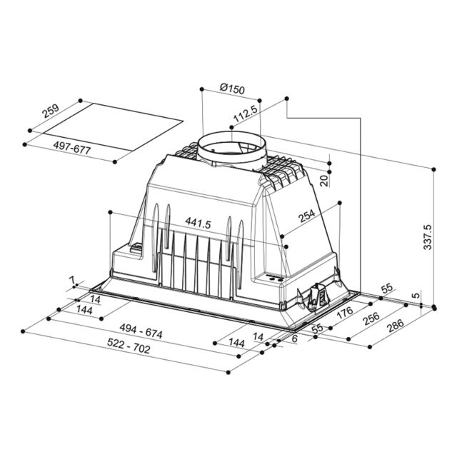 Faber 305.0613.289 Inca Plus HCS 52 (Stainless Steel, 52cm)