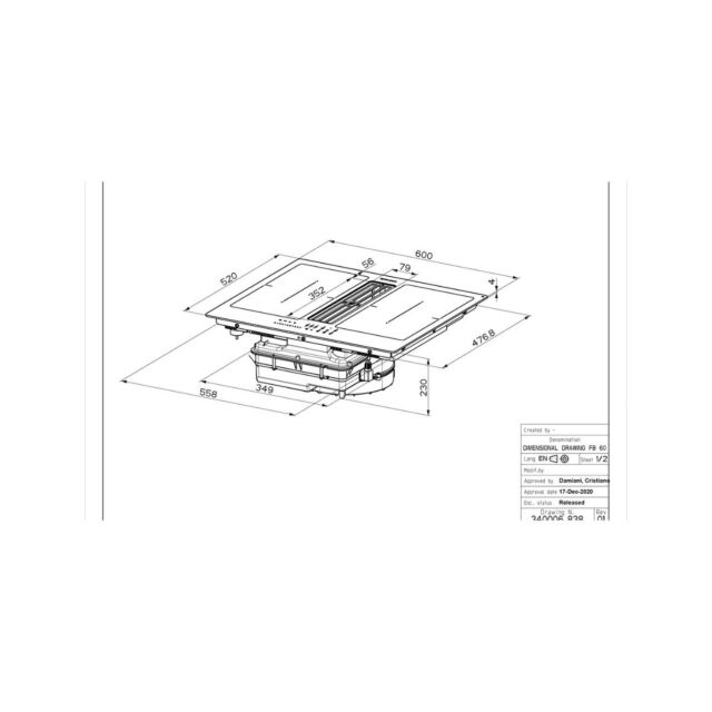 Faber 340.0627.227 Galileo Smart 60 BK (Black Glass, 60cm x 52cm)