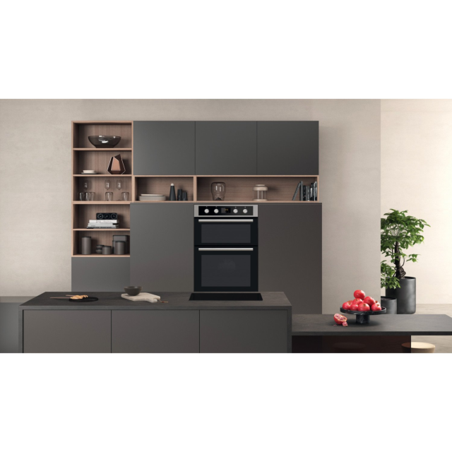 Hotpoint DD2844CIX 59.5cm Built In Electric Double Oven - Silver