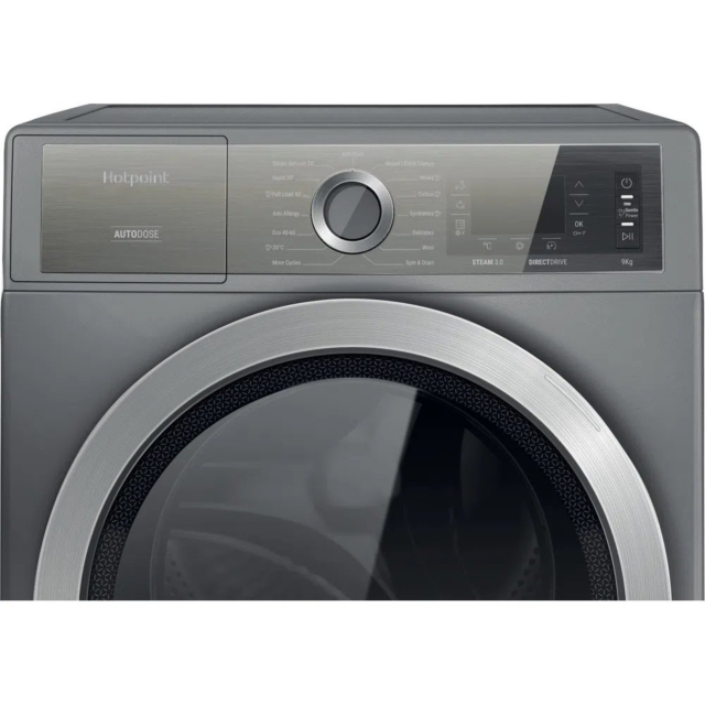 Hotpoint H8W946SBUK 9kg 1400 Spin Washing Machine - Silver