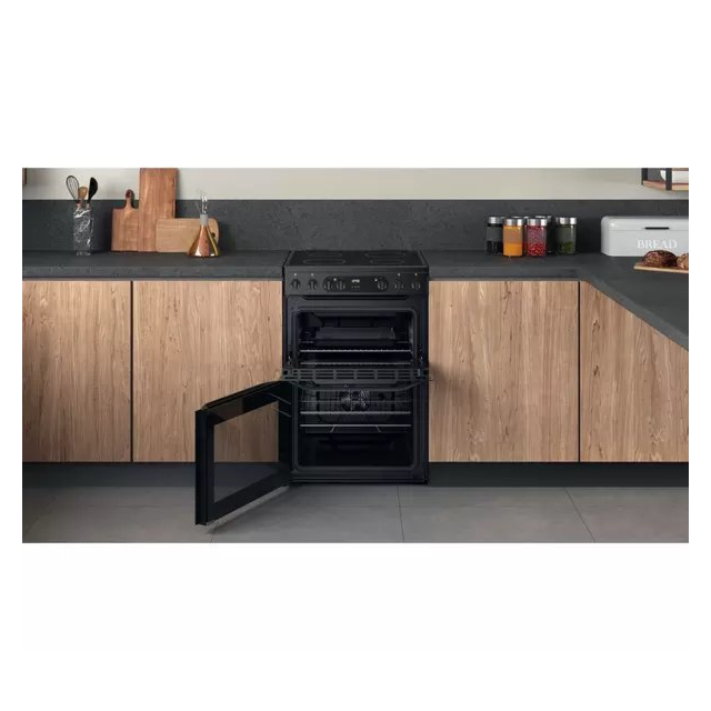 Hotpoint HDM67V9CMB 60cm Ceramic Double Electric Cooker - Black