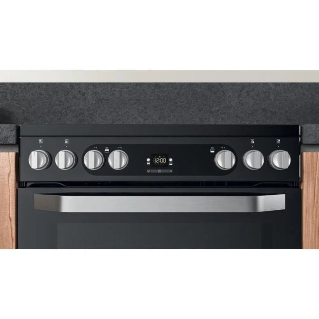 Hotpoint HDM67V9HCB 60cm Double Oven Electric Cooker with Ceramic Hob - Black