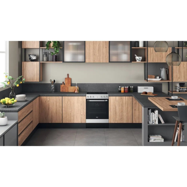 Hotpoint HS67V5KHX 60cm Double Oven Electric Cooker with Ceramic Hob - Stainless Steel