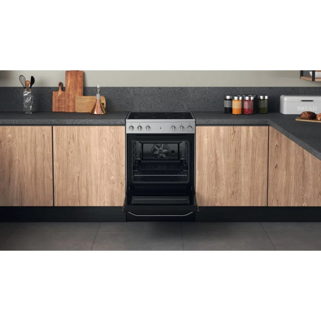 Hotpoint HS67V5KHX 60cm Double Oven Electric Cooker with Ceramic Hob - Stainless Steel