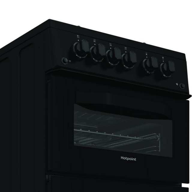 Hotpoint HTG5GCB 50cm Double Oven Gas Cooker Black