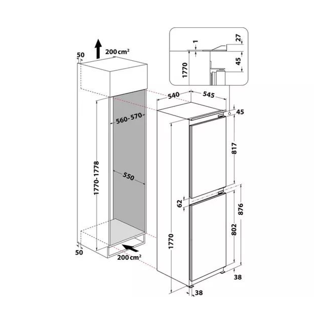 Indesit IBC185050F1 Built-In No Frost Fridge Freezer