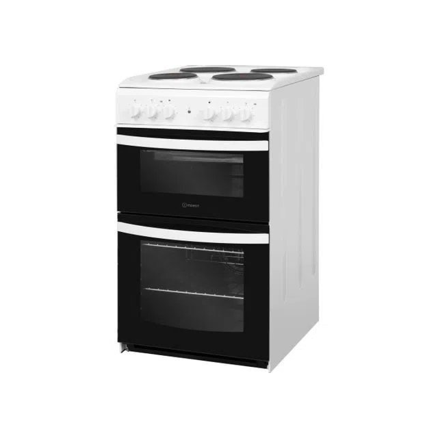 Indesit ID5E92KMW 50cm Twin Cavity Electric Solid Plate Cooker â€“ White
