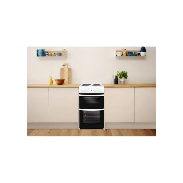 Indesit ID5E92KMW 50cm Twin Cavity Electric Solid Plate Cooker â€“ White