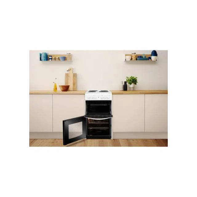 Indesit ID5E92KMW 50cm Twin Cavity Electric Solid Plate Cooker â€“ White