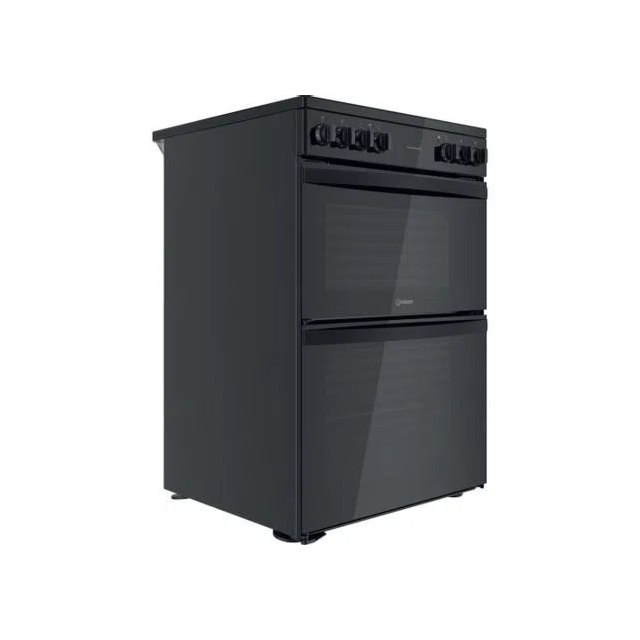 Indesit ID67V9KMBUK 60cm Double Oven Electric Cooker with Ceramic Hob - Black