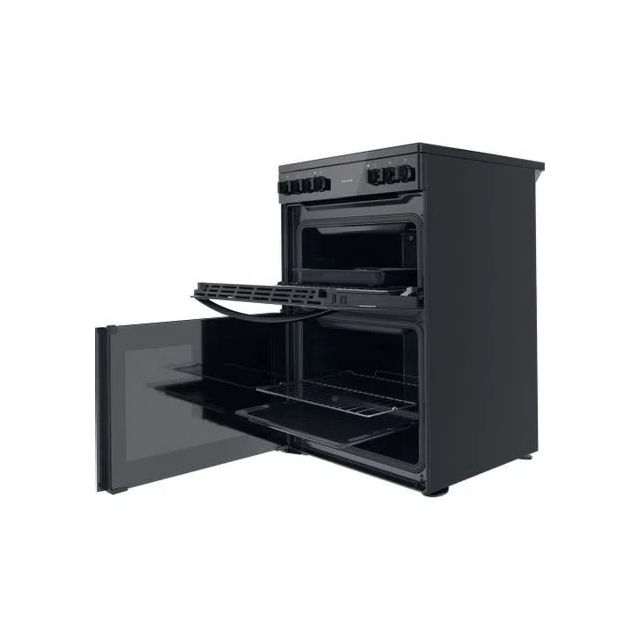 Indesit ID67V9KMBUK 60cm Double Oven Electric Cooker with Ceramic Hob - Black