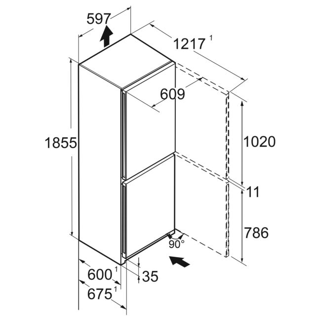 Liebherr LBHCNSFD5203 59.7cm 60/40 No Frost Fridge Freezer - Silver