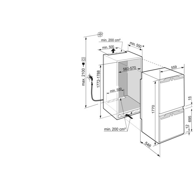 Liebherr ICBND5163 BioFresh, NoFrost, IceMaker (Fixed Water Connection), SoftSystem, SmartSteel inte