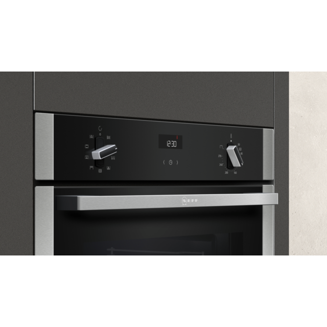 Neff B1ACE4HN0B 59.4Cm Built In Black And Steel Electric Circotherm Single Oven With 71L Capacity An