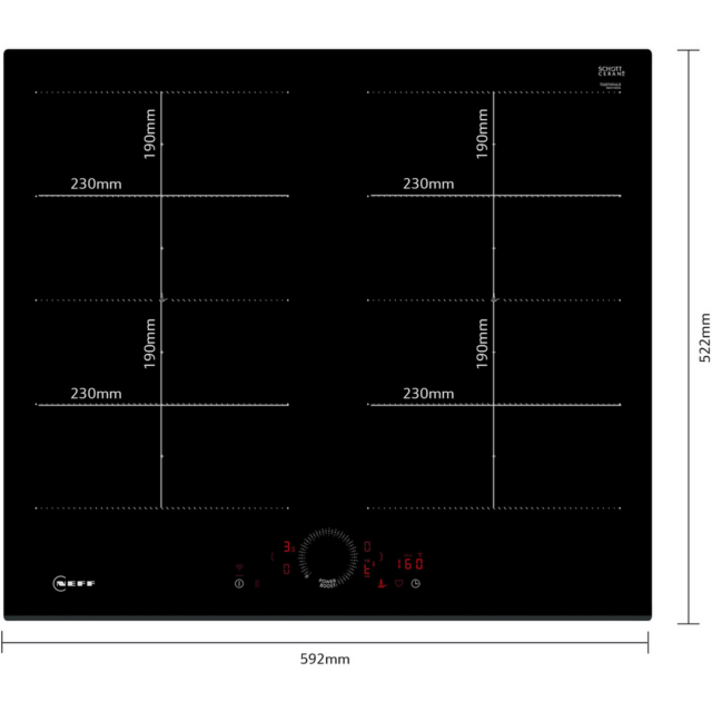 Neff T66FHX4L0 59.2cm Black Induction Hob