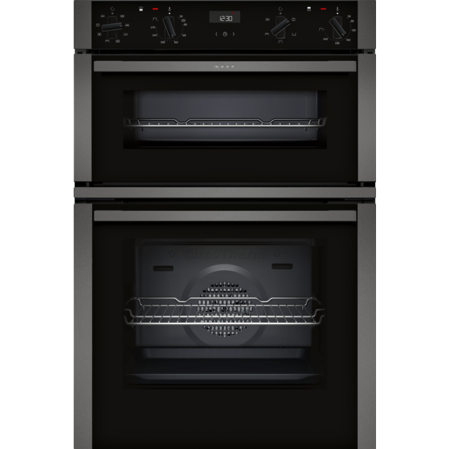Neff U1ACE2HG0B 59.4Cm Black With Graphite Trim Built In Electric Double Oven With Led Display And E