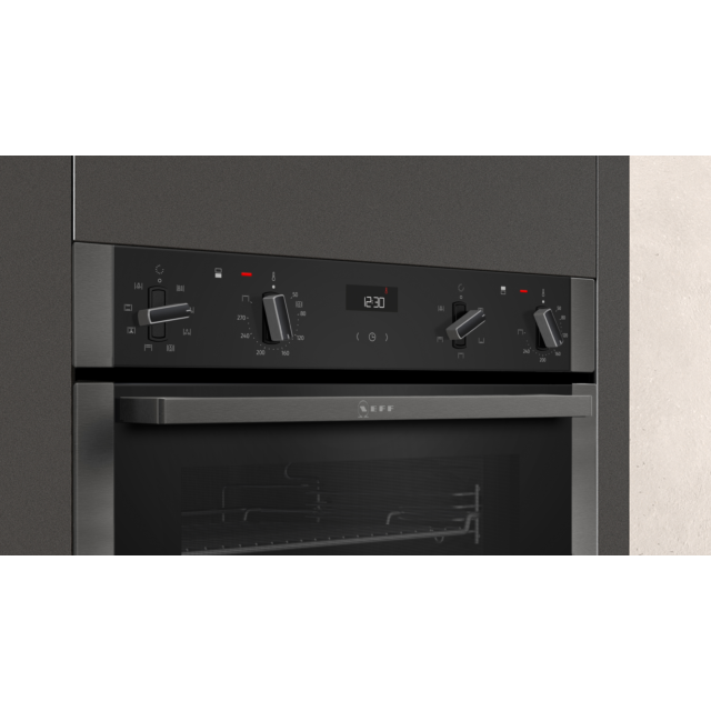 Neff U1ACE2HG0B 59.4Cm Black With Graphite Trim Built In Electric Double Oven With Led Display And E