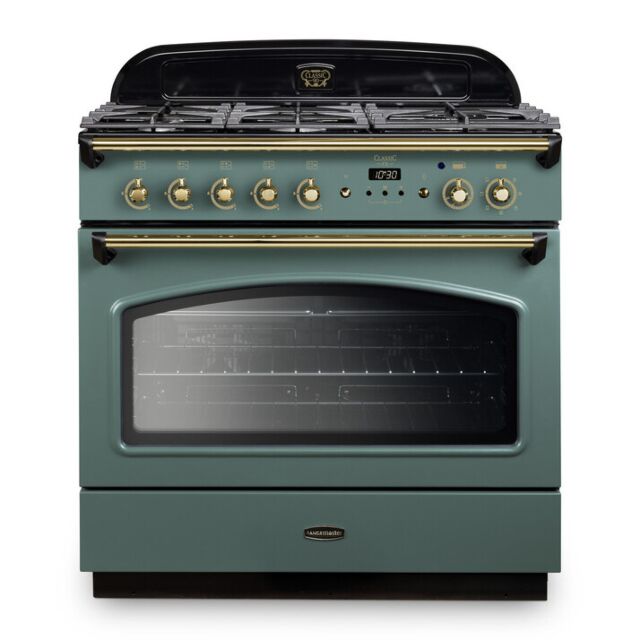 Rangemaster CLAS90FXDFFMG/B 128350 CLASSIC FX 90 DF MINERAL GREEN/BRASS GB/IE