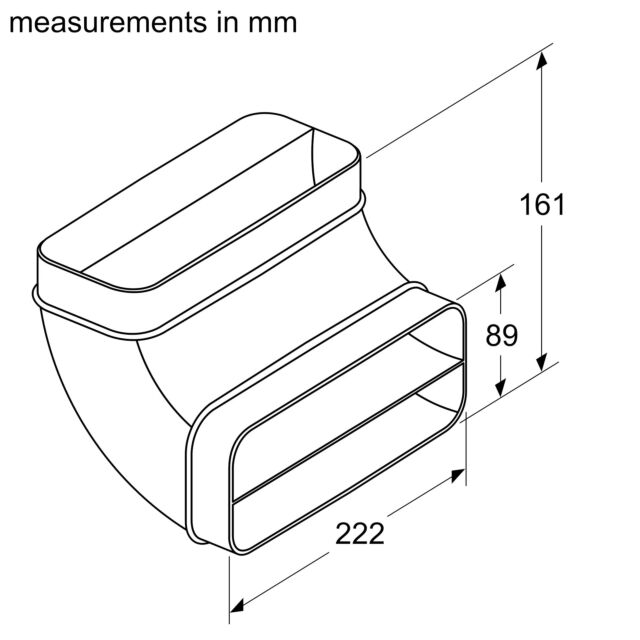 Siemens HZ9VDSB2 Flat channel 90º vertical bend (large Radius), suitable for worktop depth minimum 7