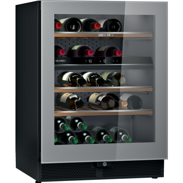 Siemens KW36KATGA 185.7X60 wine cabinet with silver coloured reversible glass door, integrated handl