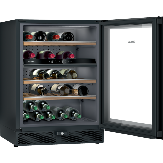 Siemens KW36KATGA 185.7X60 wine cabinet with silver coloured reversible glass door, integrated handl