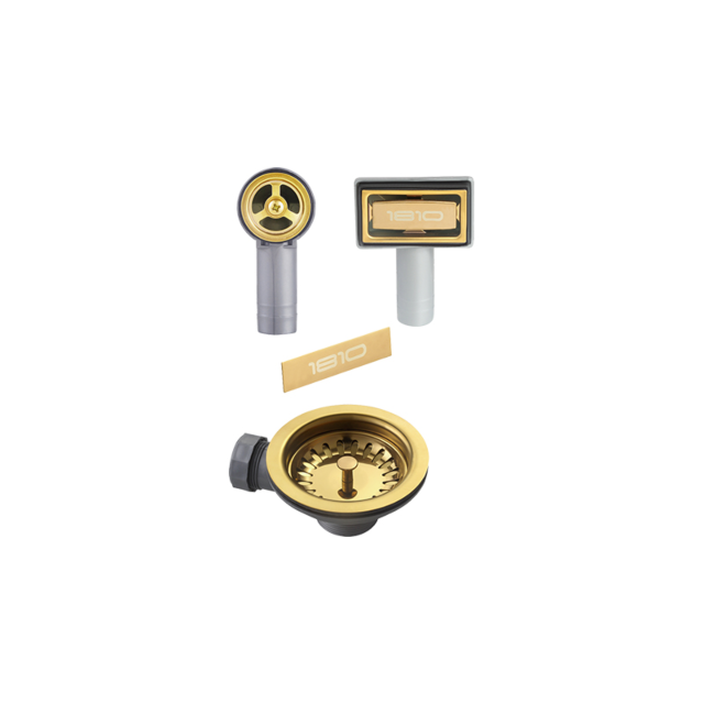 The 1810 Company AC-BSW-PACK1-GB WASTE KIT FOR SINGLE BOWL SINK - GOLD/BRASS