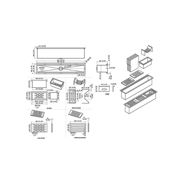 The 1810 Company AC-CHAN/900/S/201 ACCESSORY TROUGH 900MM