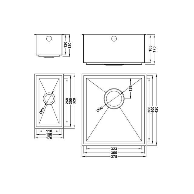 The 1810 Company AU/3515-300/U/S/16MM/SOS/ AXIXUNO SET B - 355U + 150U (short half bowl)