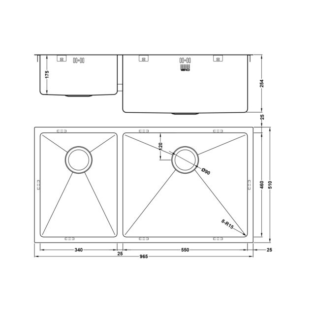 The 1810 Company ZD/3455/U15/D/S/XXL/504 ZENDUO15 340/550U XXL DEEP BBR