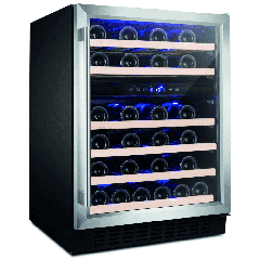 Amica AWC600SS 60cm fs wine cooler, 46x BS, SS door frame, blue LED, dual temp, RD