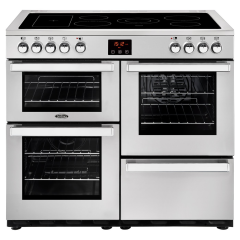 Belling 444444084  100E 99.6cm Electric Rangecooker with Triple Oven and Ceramic Hob - Stainles Steel