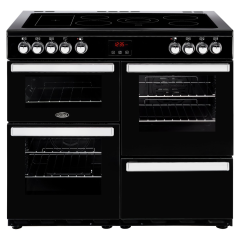 Belling 444444086  100E 100cm Electric Rangecooker with Double Oven and Ceramic Hob - Black