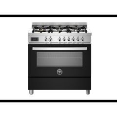 Bertazzoni PRO96L1ENET Professional 90cm Range Cooker Single Oven Dual Fuel Gloss Black