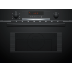 Bosch CMA583MB0B Serie 4 Black Built-In Microwave With Hot Air, Red Display, 3 Functions And Microwa