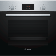 Bosch HHF113BR0B 59.4Cm Serie 2 Stainless Steel Built In Electric Single Oven With 3D Hot Air, Child