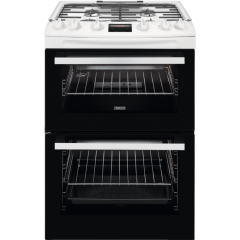 Zanussi ZCG63260WE 
60cm Gas Cooker, Gas Double Oven with electric grill, Triple crown burner, Ligh