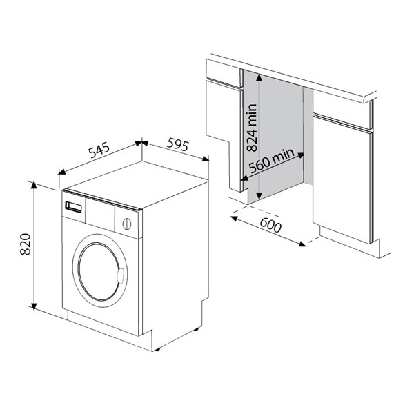 Built-in Wet Appliance Installation technical drawing.