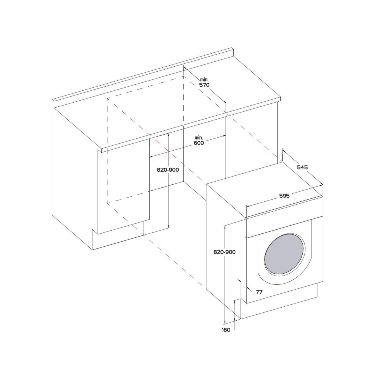 Line diagram of a Freestanding Wet Appliance Installation.